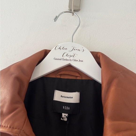 REFORMATION Veda Marco Leather Bomber Jacket in Sienna M - Picture 4 of 8